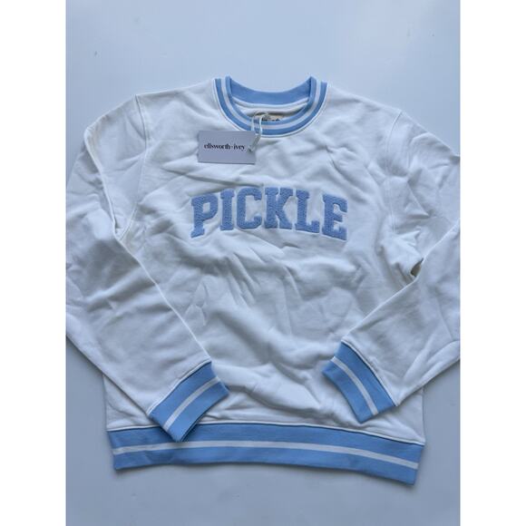 Ellsworth+Ivey Womens Varsity Pickle Sweatshirt-Ivory-Medium - Picture 1 of 5